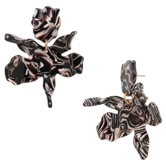 LELE SADOUGHI • Pink & Black Paper Lily Statement Earrings - Picture 4 of 7